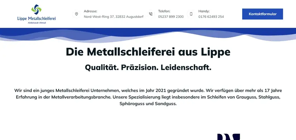 Website-Referenz: Lippe Metallschleiferei