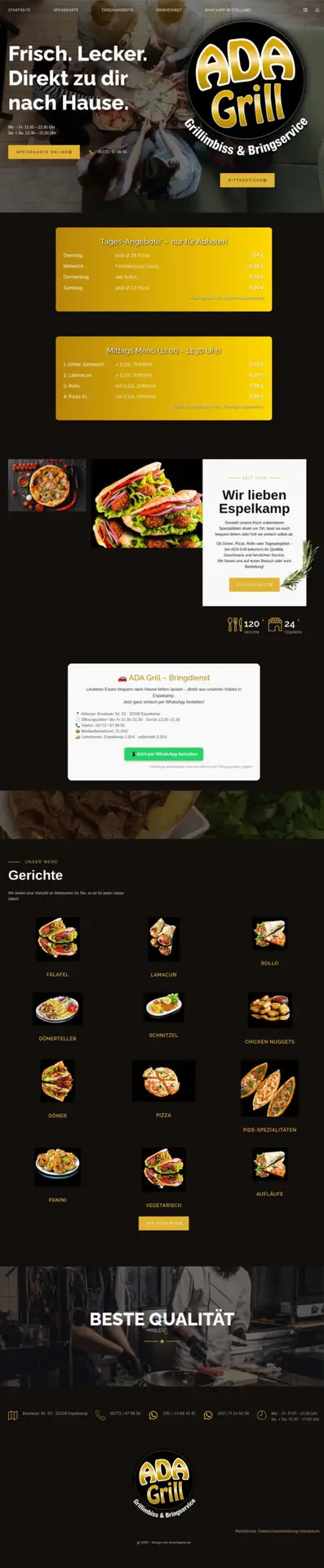 Website-Referenz: ADA Grill Espelkamp